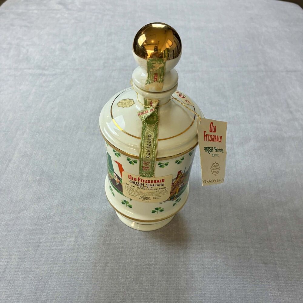1971 Old Fitzgerald Irish Patriots Decanter Stitzel Weller Porcelain Tag Empty